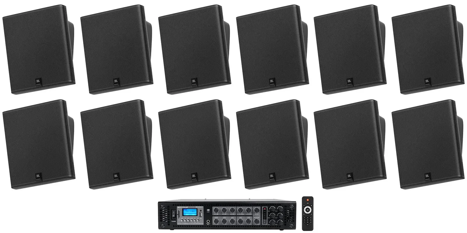 Настенная акустика JBL SLP12/T Black с усилителем (12 штук)