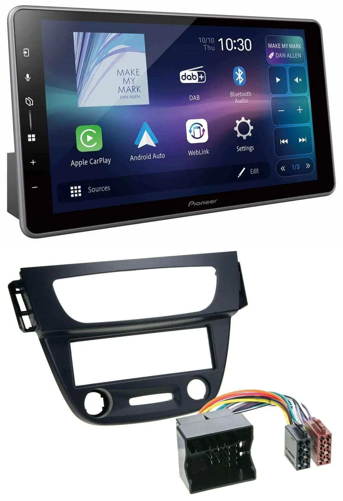 Автомагнитола Pioneer Bluetooth USB DAB MP3 для Renault Megane 3 (2009–2014), Quadlock, чёрная