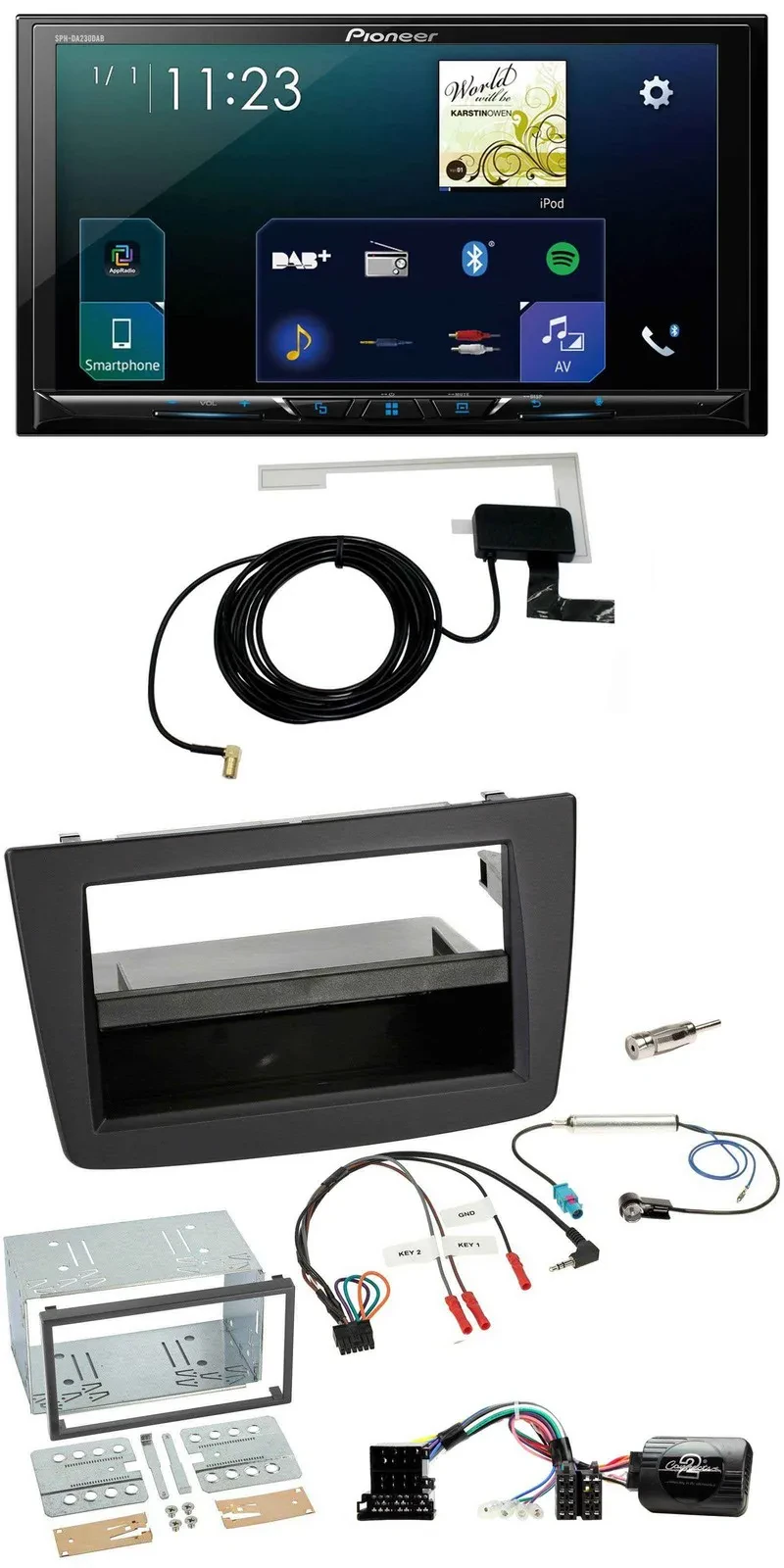 Pioneer 2DIN DAB USB Lenkrad Bluetooth Autoradio für Alfa Romeo Mito 08-14 schwa