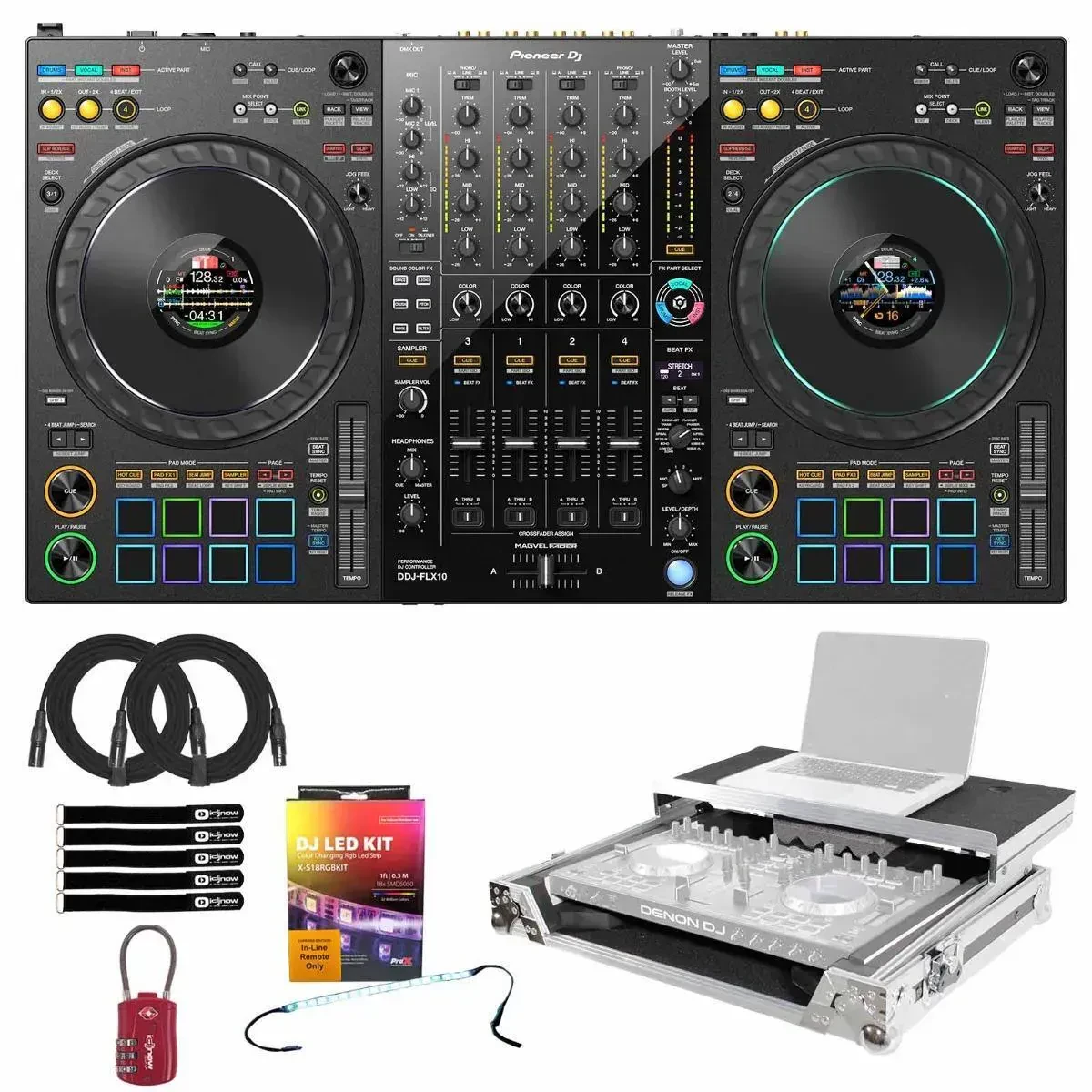 DJ-контроллер с джогом Pioneer DDJ-FLX10 Black с аксессуарами