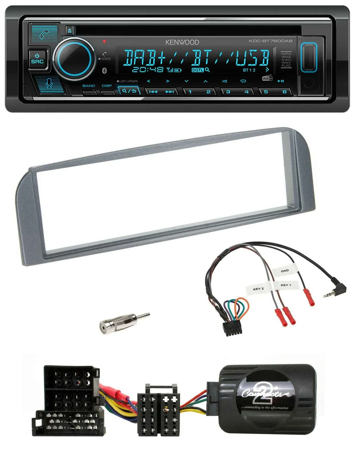Kenwood Lenkrad Bluetooth DAB USB CD Autoradio für Alfa 147 GT anthrazit