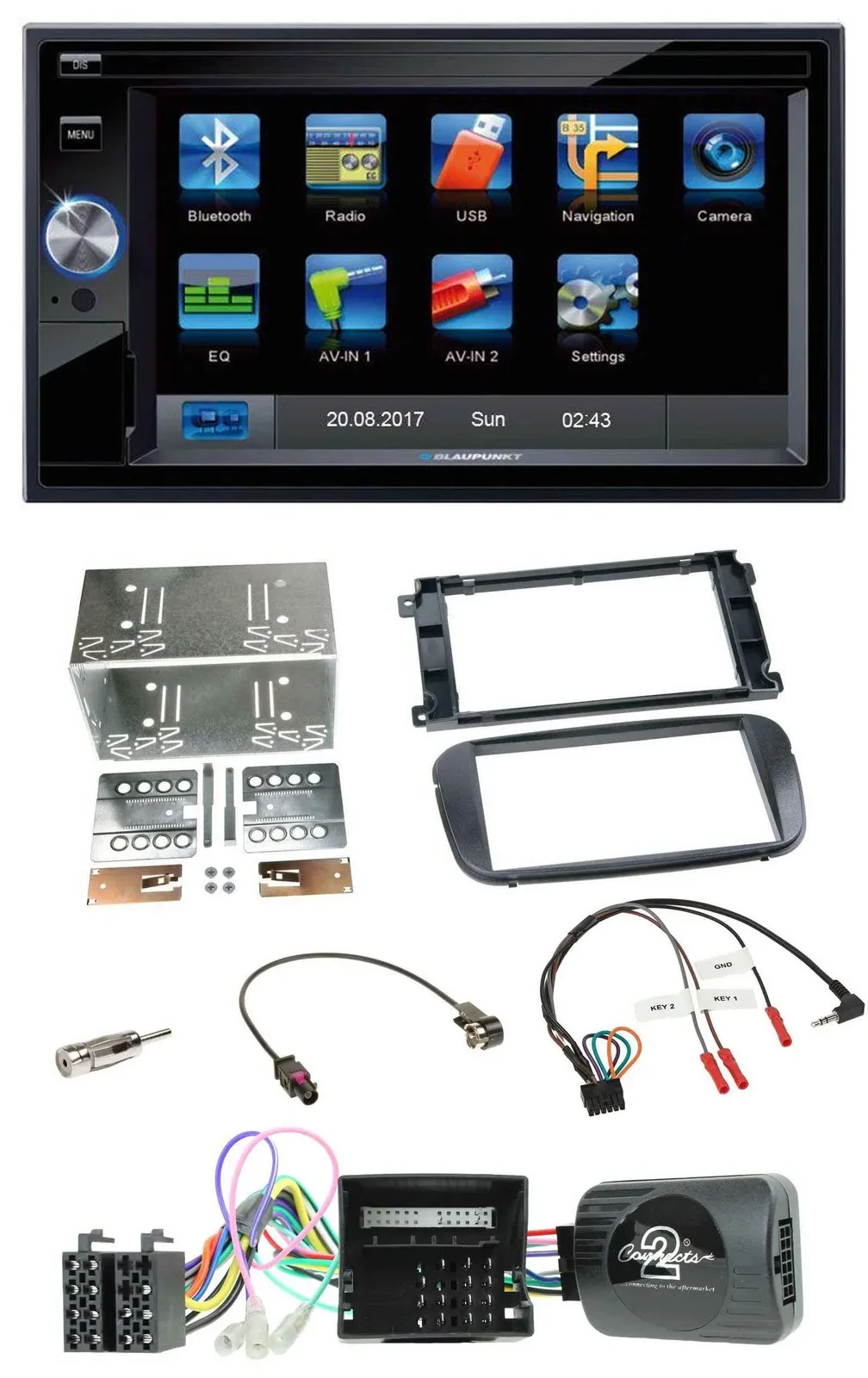Blaupunkt SD USB TMC Bluetooth 2DIN Lenkrad Navigation für Ford C-Max Galaxy Foc