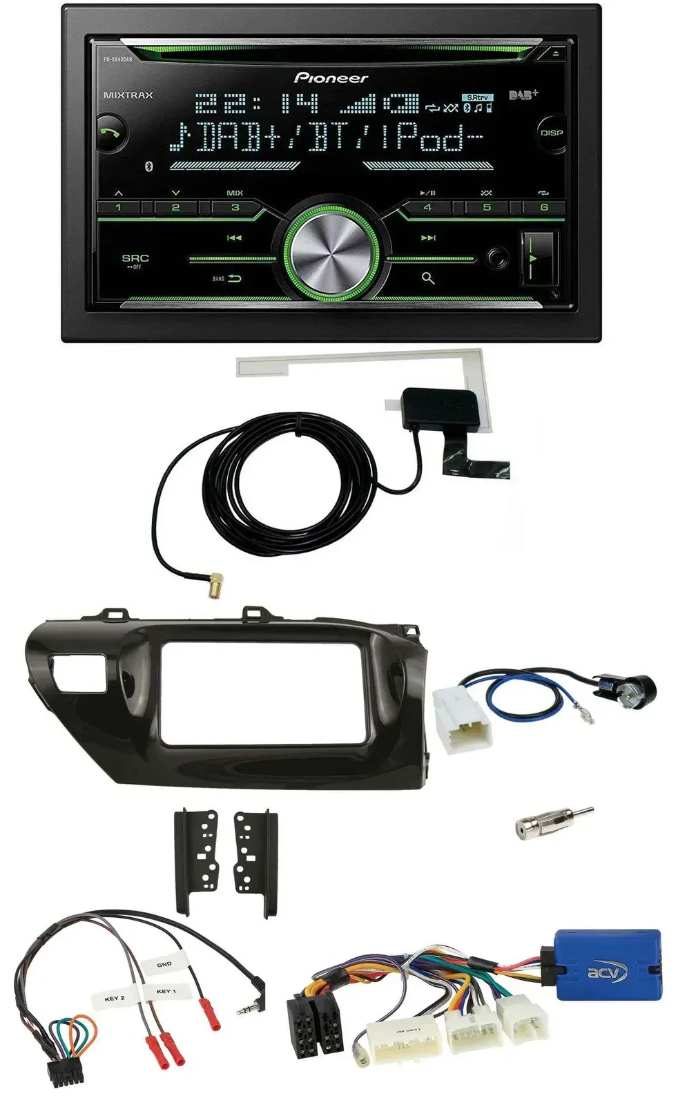 Автомагнитола для Toyota Hilux 2015–2020 Pioneer 2DIN, CD, USB, Bluetooth, DAB