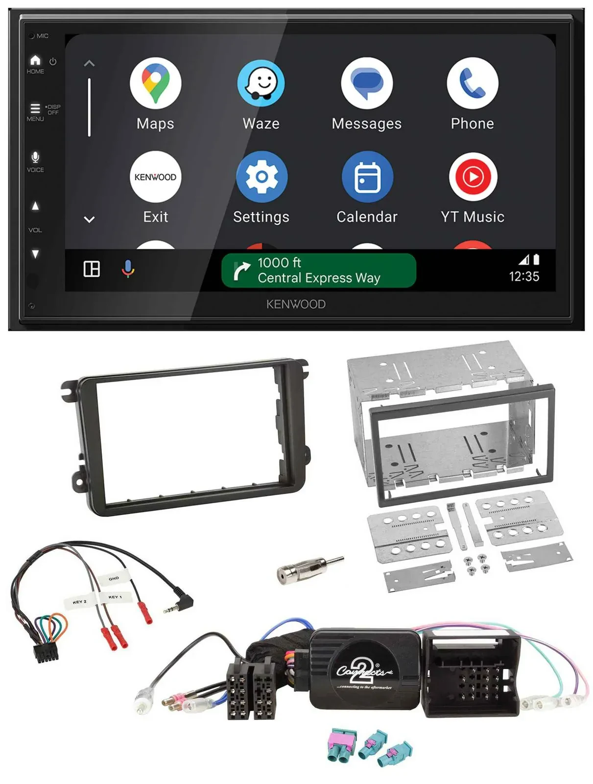Автомагнитола Kenwood 2 DIN, DAB, Bluetooth, USB, поддержка управления на руле, для VW Amarok/Beetle/EOS/Caddy