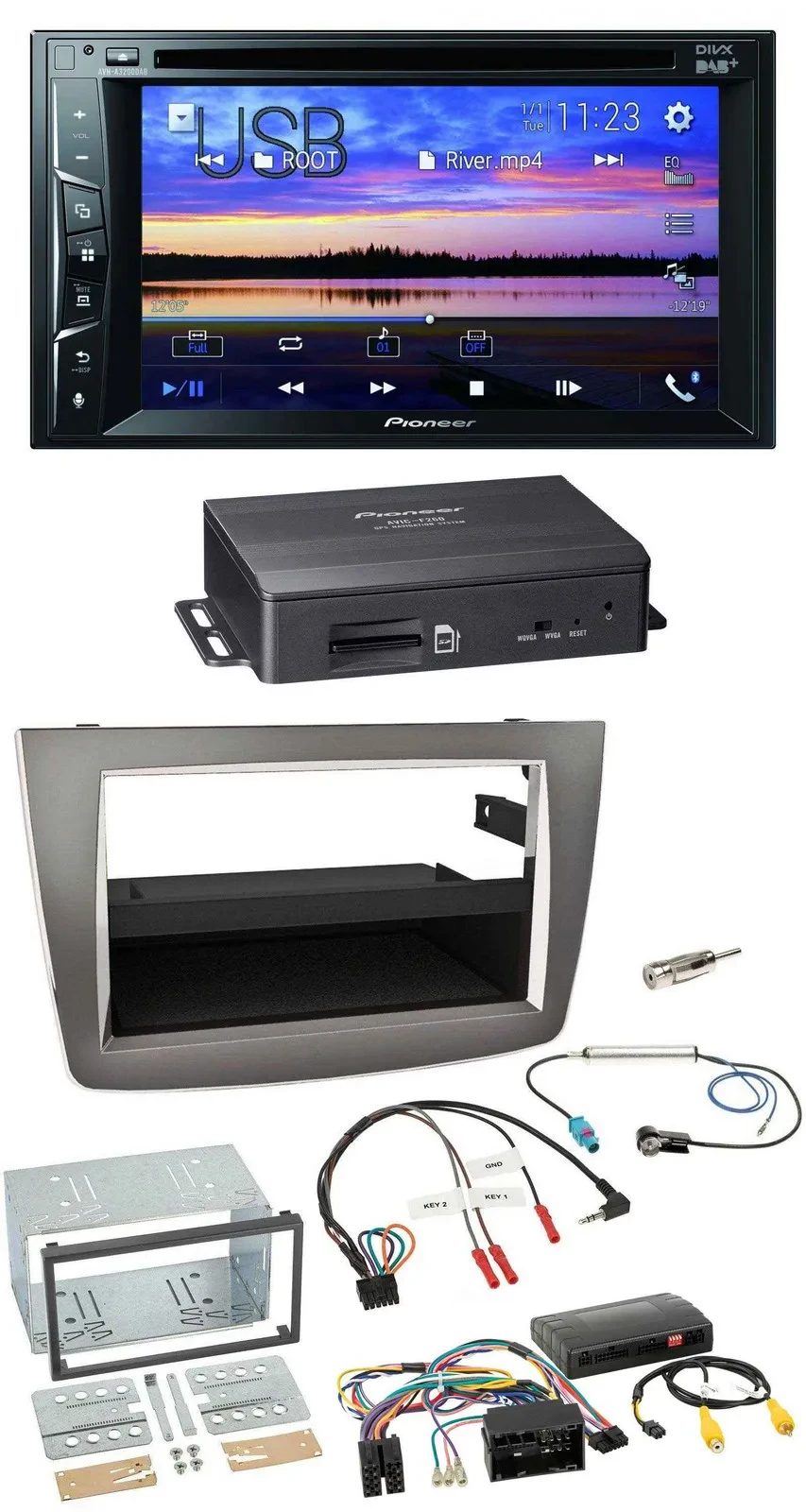 Pioneer 2DIN TMC DAB Lenkrad USB Bluetooth Navigation für Alfa Romeo Mito silber