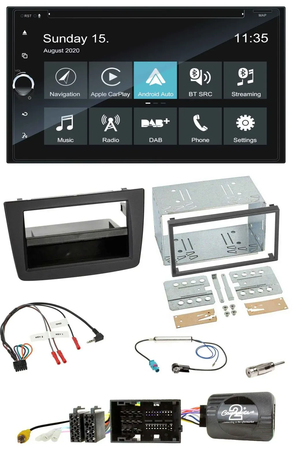 Автомагнитола Blaupunkt для Alfa Romeo Mito 2014–2018 2DIN Bluetooth USB DAB навигация, поддержка кнопок на руле, TMC, черный