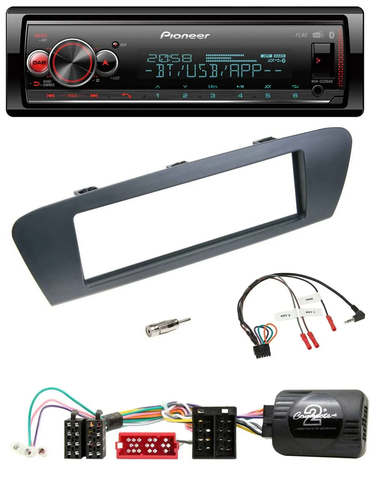 Pioneer Bluetooth USB Lenkrad DAB Autoradio für Renault Grand Scenic ISO ab 2009