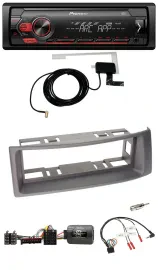 Автомагнитола для Renault Megane/Scenic (1996–2000) Pioneer 1-DIN, USB, DAB, MP3, совместима с кнопками на руле, антрацит