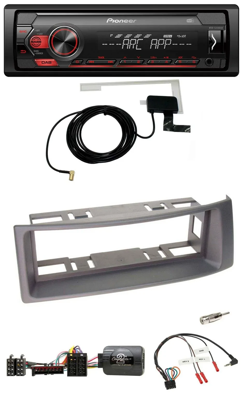 Автомагнитола для Renault Megane/Scenic (1996–2000) Pioneer 1-DIN, USB, DAB, MP3, совместима с кнопками на руле, антрацит