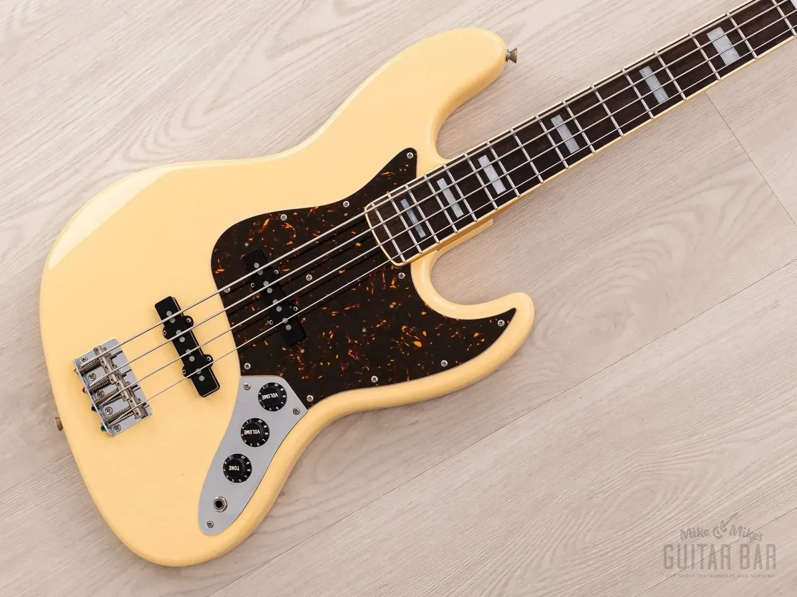 1986 Fender Jazz Bass ‘75 Vintage Reissue JB75-80 Yellow White Ash, Japan MIJ