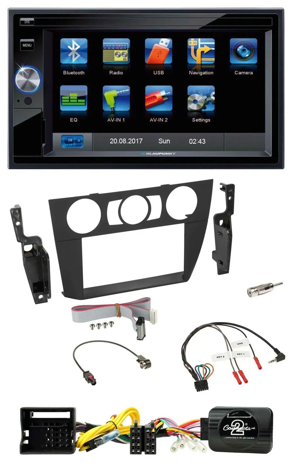 Blaupunkt SD USB TMC Bluetooth 2DIN Lenkrad Navigation für BMW 3-er 2005-2013 ma