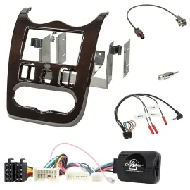 Einbauset Lenkradadapter Doppel DIN Autoradio für Dacia ab 12 dunkelbraun