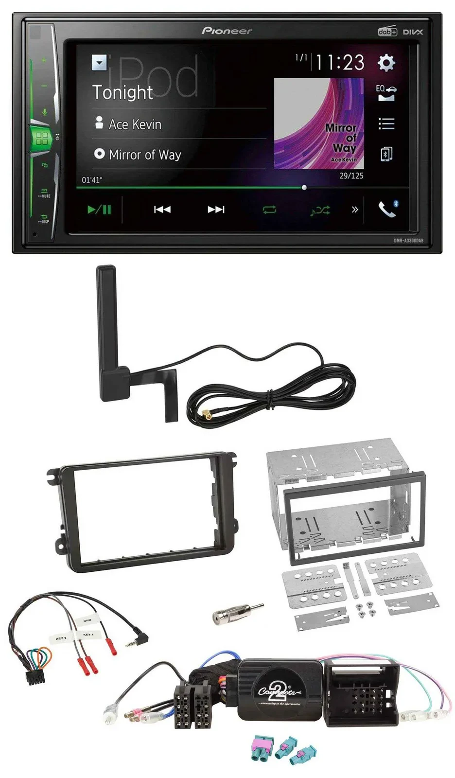 Автомагнитола Pioneer 2DIN, DAB, Bluetooth, MP3, для Volkswagen Amarok/Beetle/EOS/Caddy