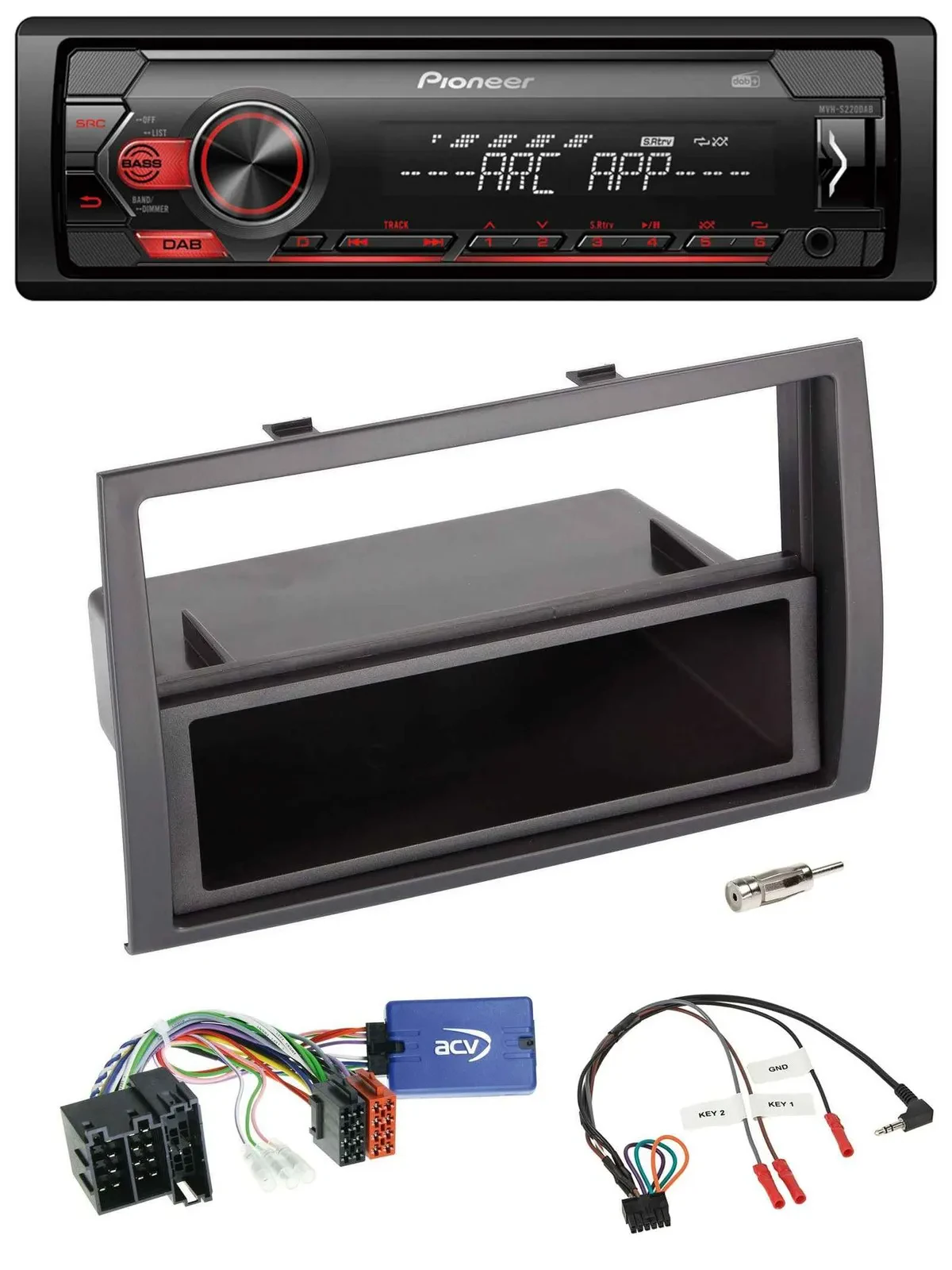 Pioneer DAB 1DIN MP3 Lenkrad USB Autoradio für Fiat Ducato 2008-2011 schwarz