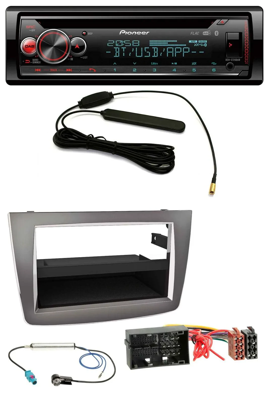 Автомагнитола для Alfa Romeo Mito (с 2014, тип 955) Pioneer USB DAB Bluetooth CD, серебристая