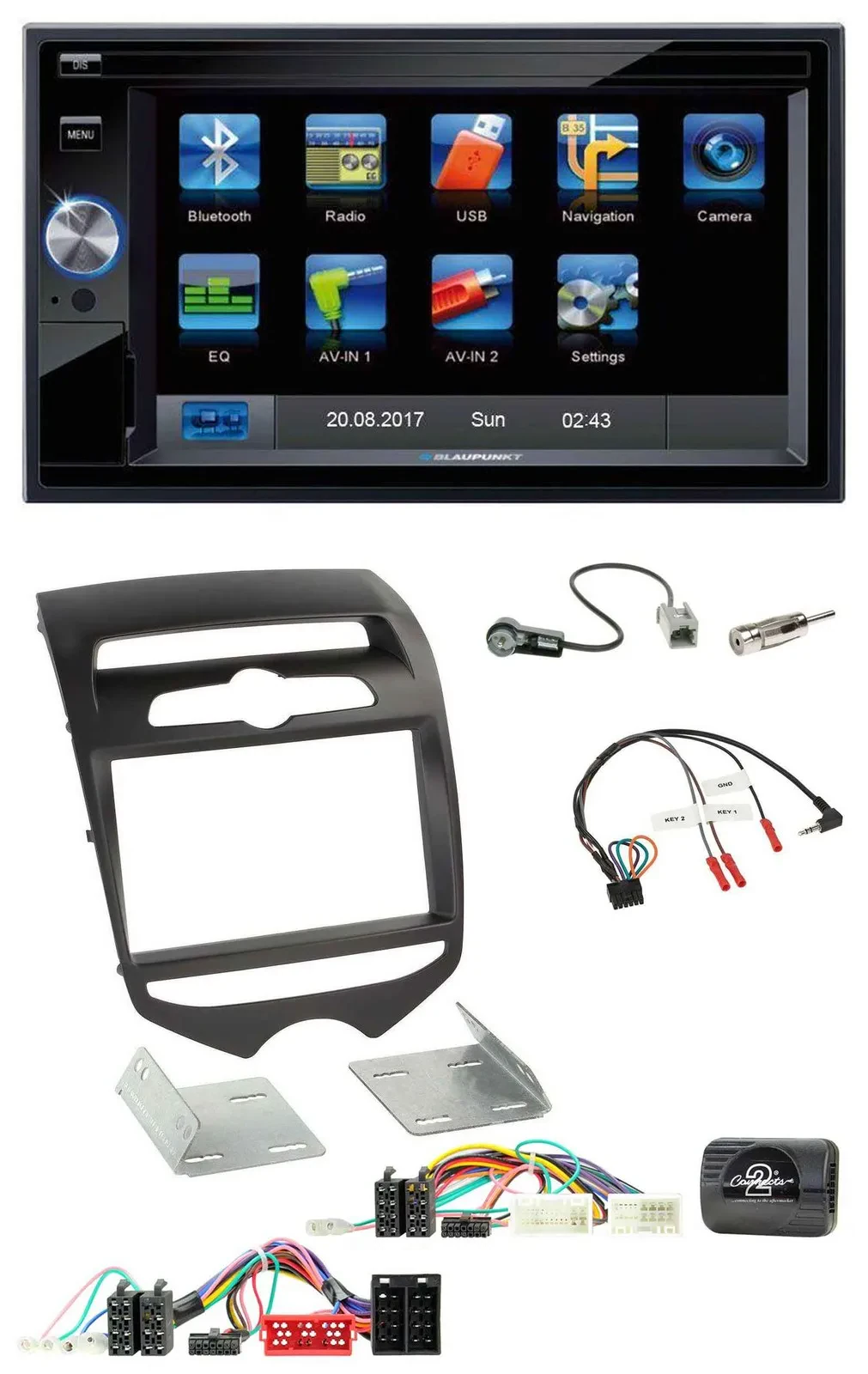 Blaupunkt 2DIN Bluetooth TMC USB Lenkrad SD Navigation für Hyundai ix20 ab 2010