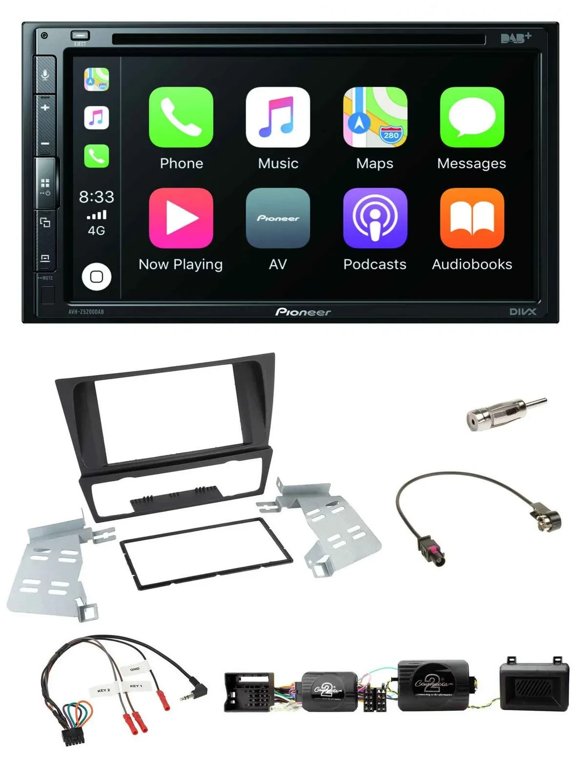 Автомагнитола Pioneer 2DIN, DVD, DAB, Bluetooth, USB для BMW 3 Series E90/E91/E92/E93