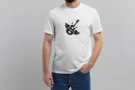 Футболка Popmerch MWXS98 "Flying Guitar" белая, мужская, размер XS