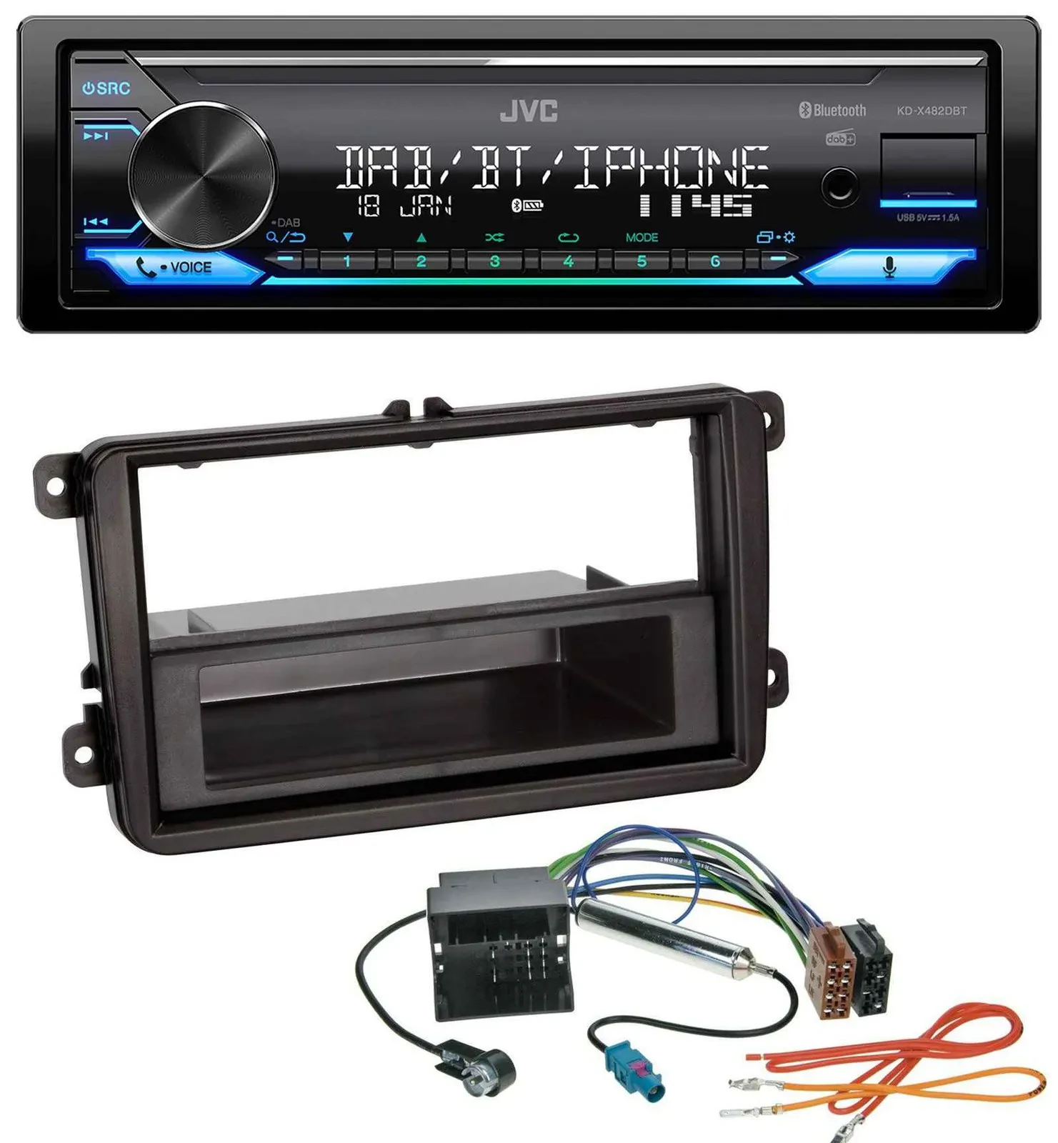JVC Bluetooth DAB USB MP3 Autoradio für VW Sharan ab 10 Tiguan ab 07 Touran ab 0