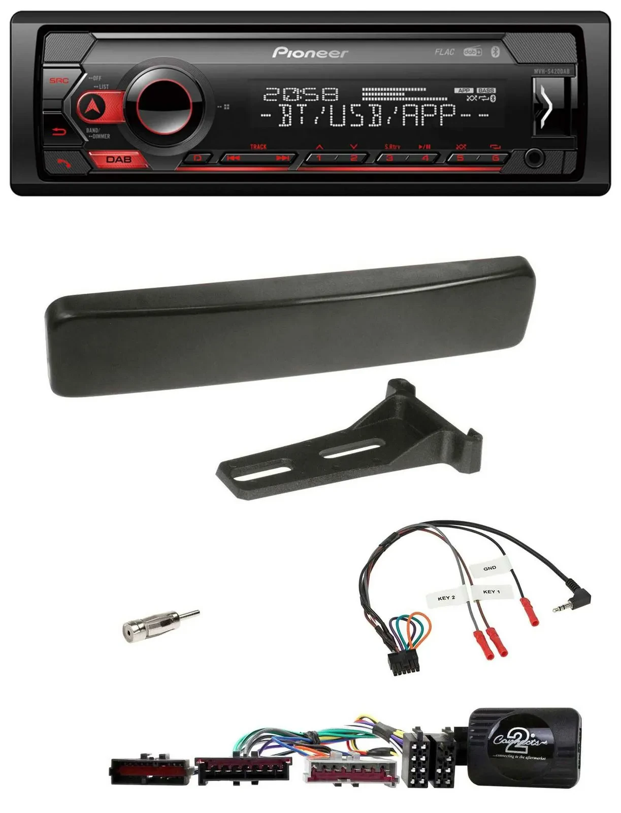 Автомагнитола Pioneer USB, DAB, Bluetooth, для Ford Focus/Mondeo, черный, с поддержкой управления с руля
