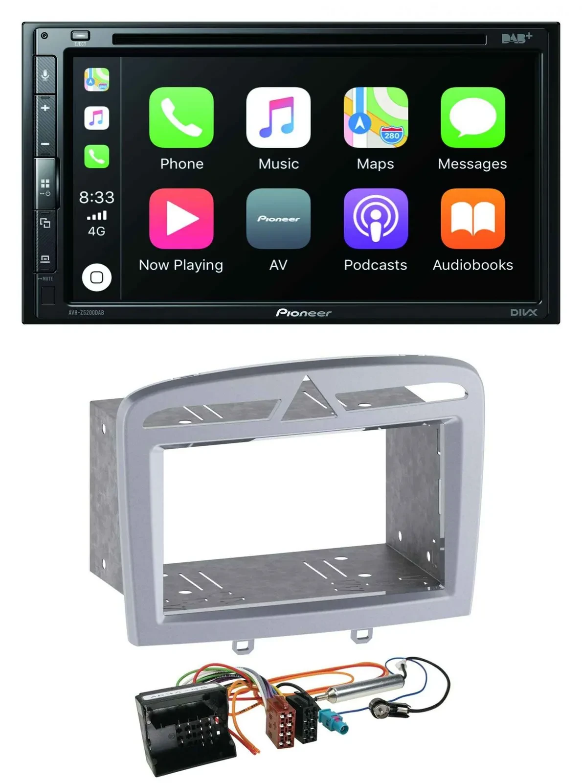 Pioneer DVD 2DIN MP3 DAB Bluetooth USB Autoradio für Peugeot 308 09-13 warmsilbe