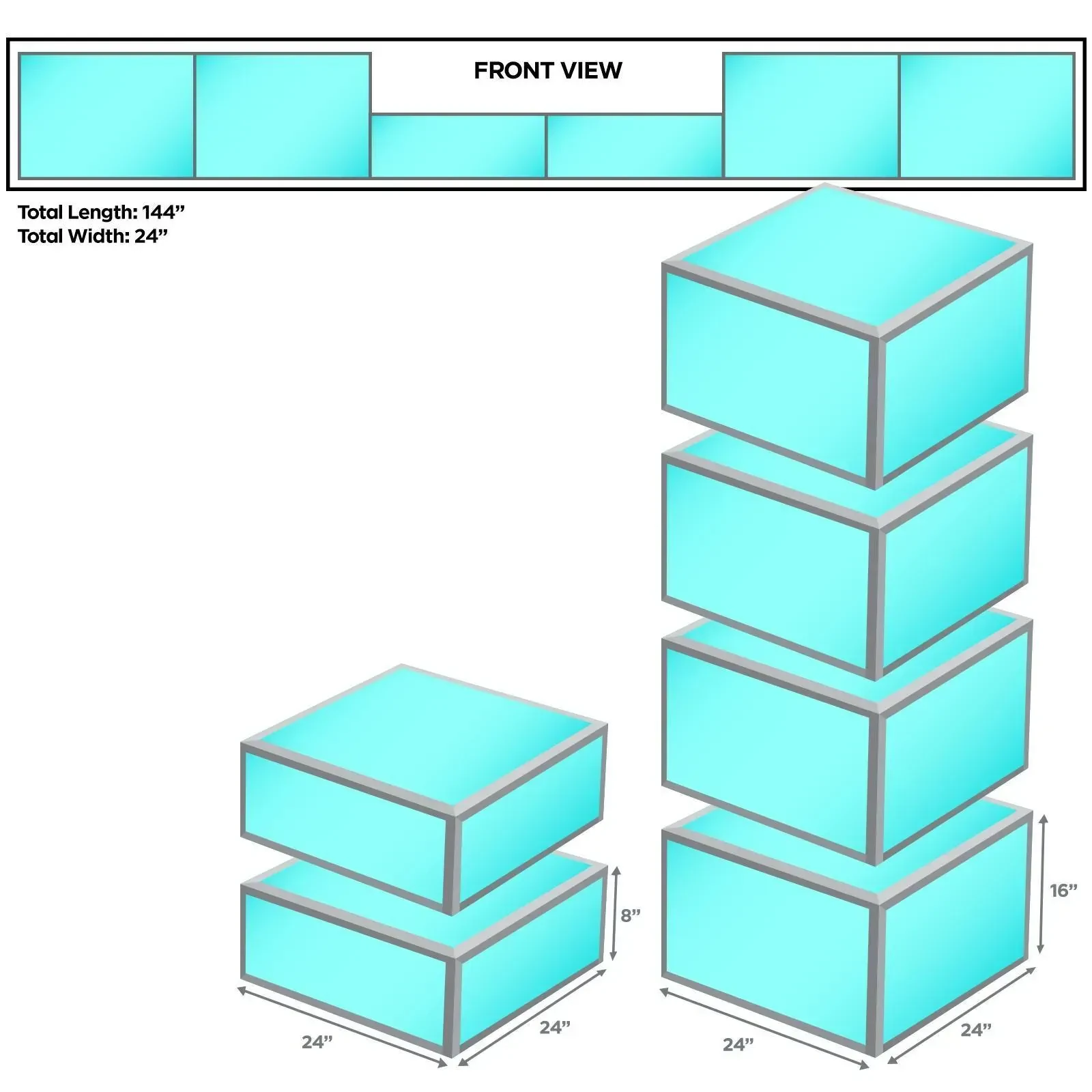 (2) ProX DJ Stage Platform 24" x 24" x 8" High Sections + (4) 16" High Sections