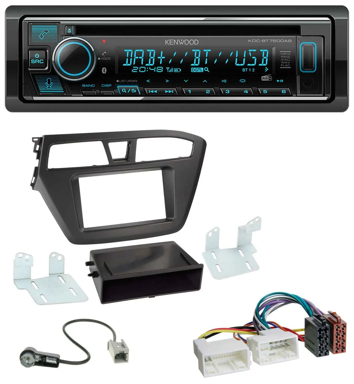Автомагнитола для Hyundai i20 (2014–2020) Kenwood Bluetooth DAB USB CD MP3