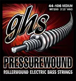 Струны для бас-гитары GHS M7200 PressureWound Long Scale Medium 44-106