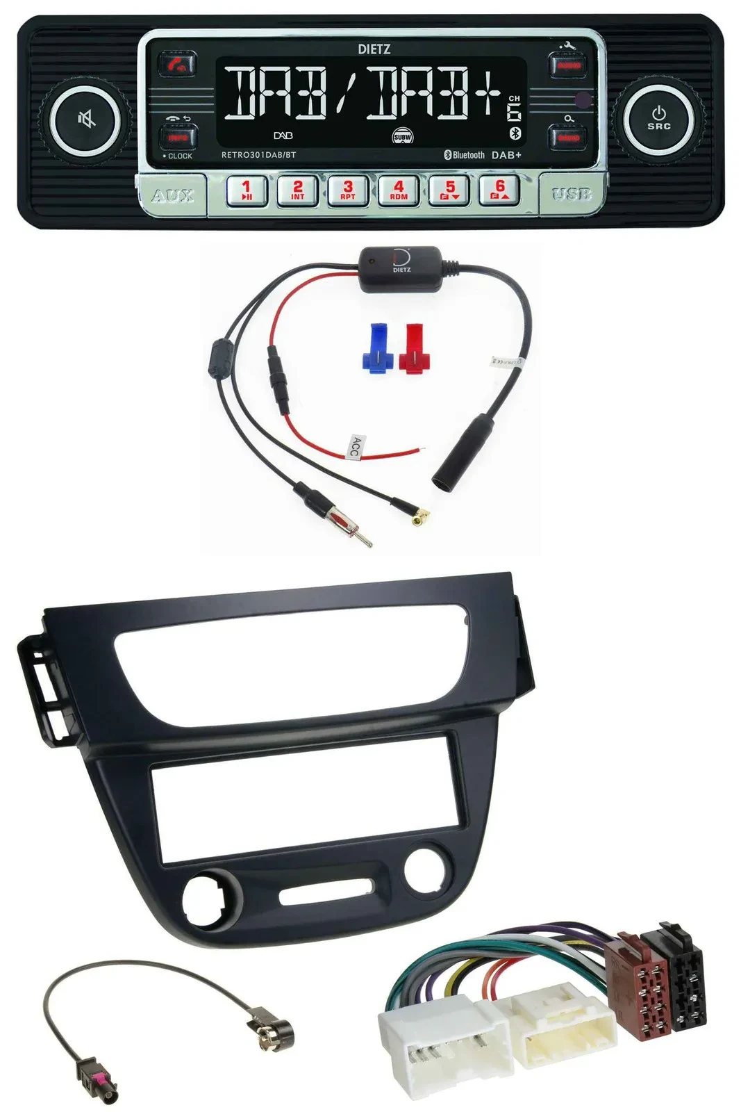 Dietz MP3 DAB Bluetooth USB Autoradio für Renault Megane 3 09-14 schwarz