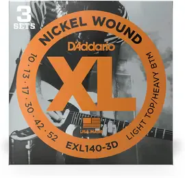 Струны для электрогитары D'Addario EXL140-3D 10-52, 3 комплекта
