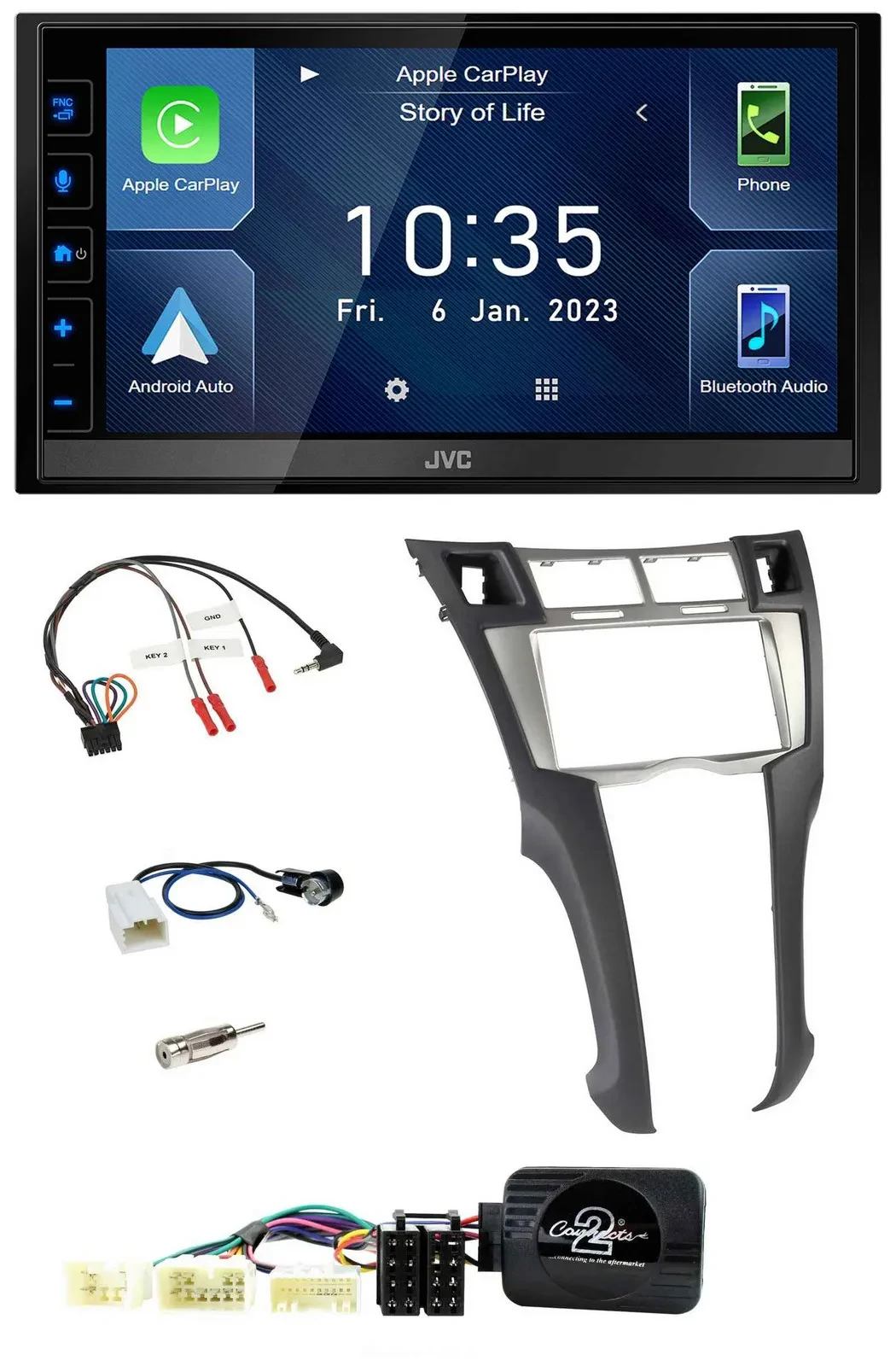 JVC DAB Bluetooth Lenkrad USB 2DIN Autoradio für Toyota Yaris 2006-2011