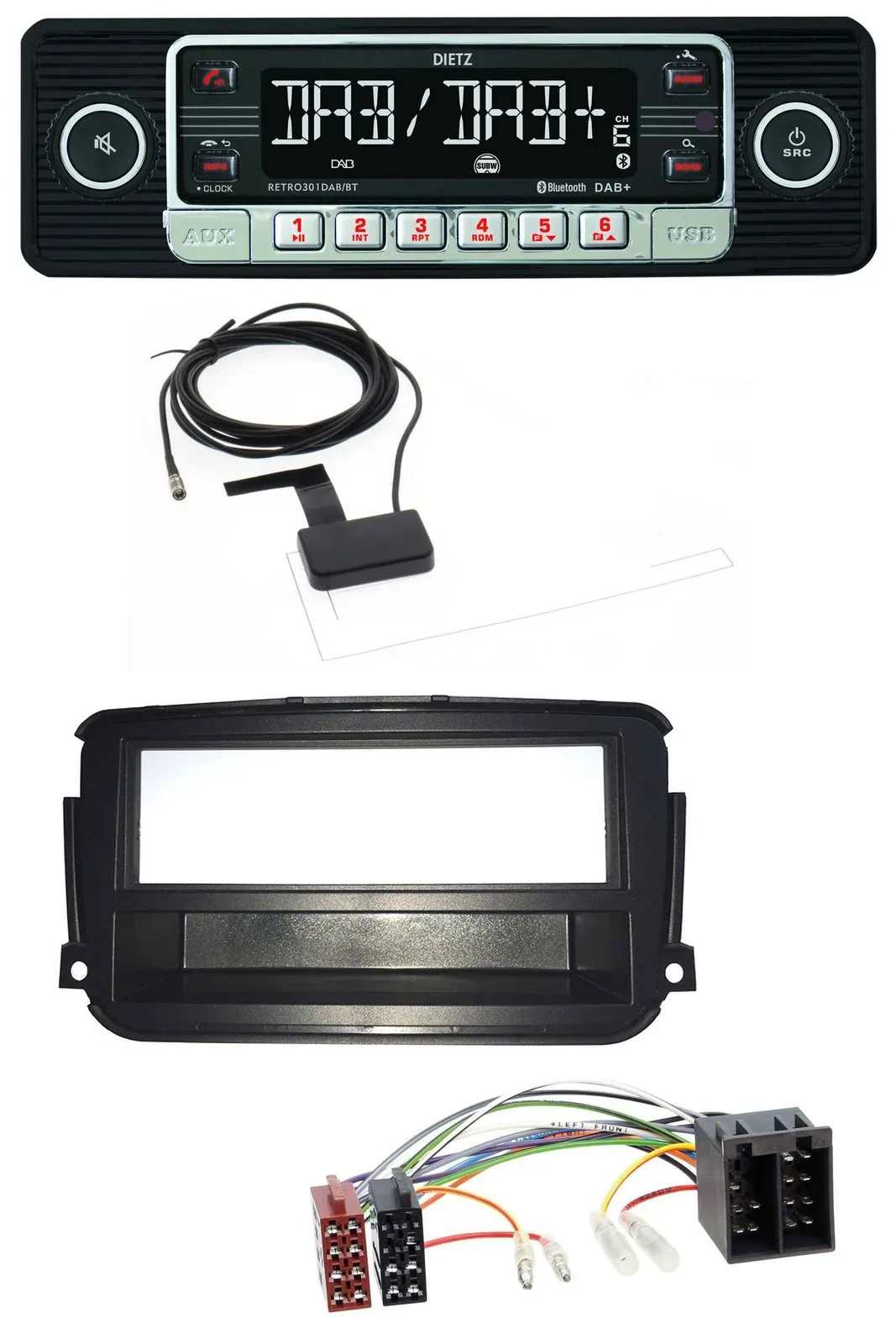 Dietz DAB Bluetooth USB MP3 Autoradio für Smart ForTwo (451, ab 2010)