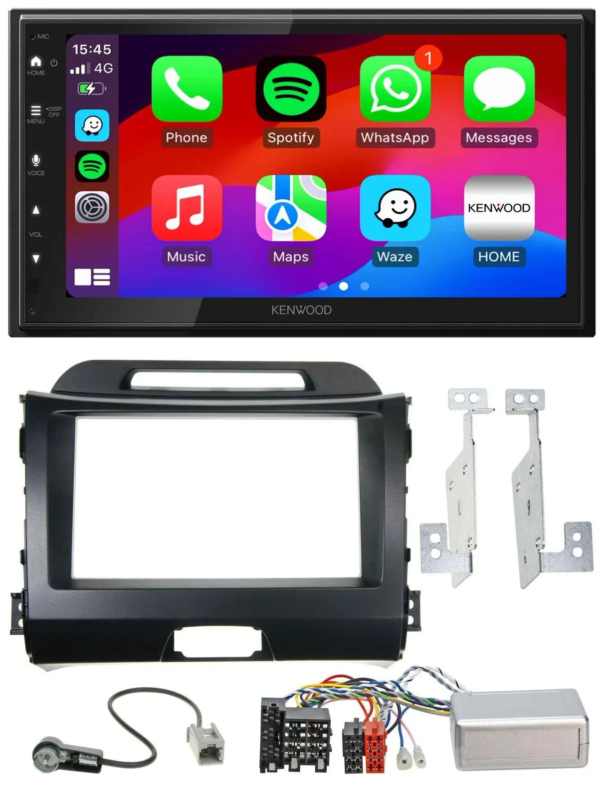 Kenwood Lenkrad USB DAB 2DIN Bluetooth Autoradio für Kia Sportage III 10-15 schw