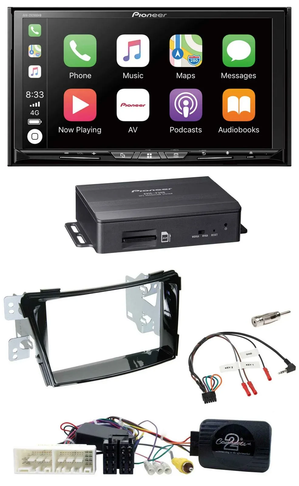 Pioneer Bluetooth DAB 2DIN Lenkrad TMC Navigation für Hyundai i40 ab 16 VF Klavi