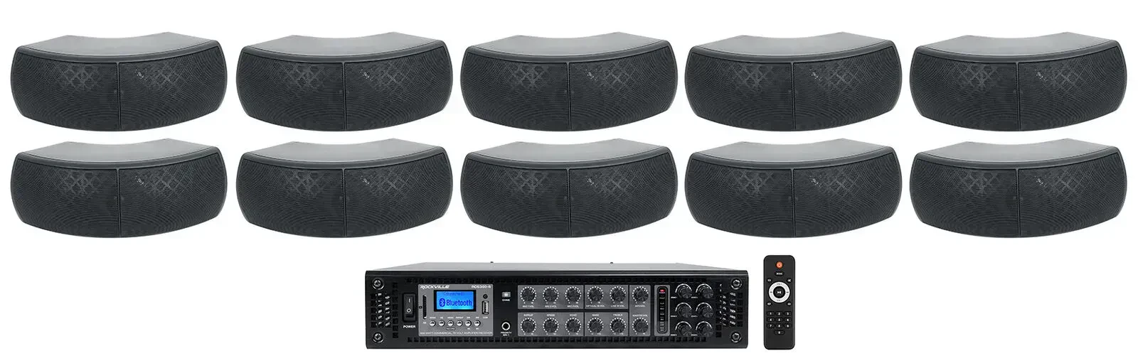 Настенная акустика Rockville WET-D4 Black с усилителем (10 штук)