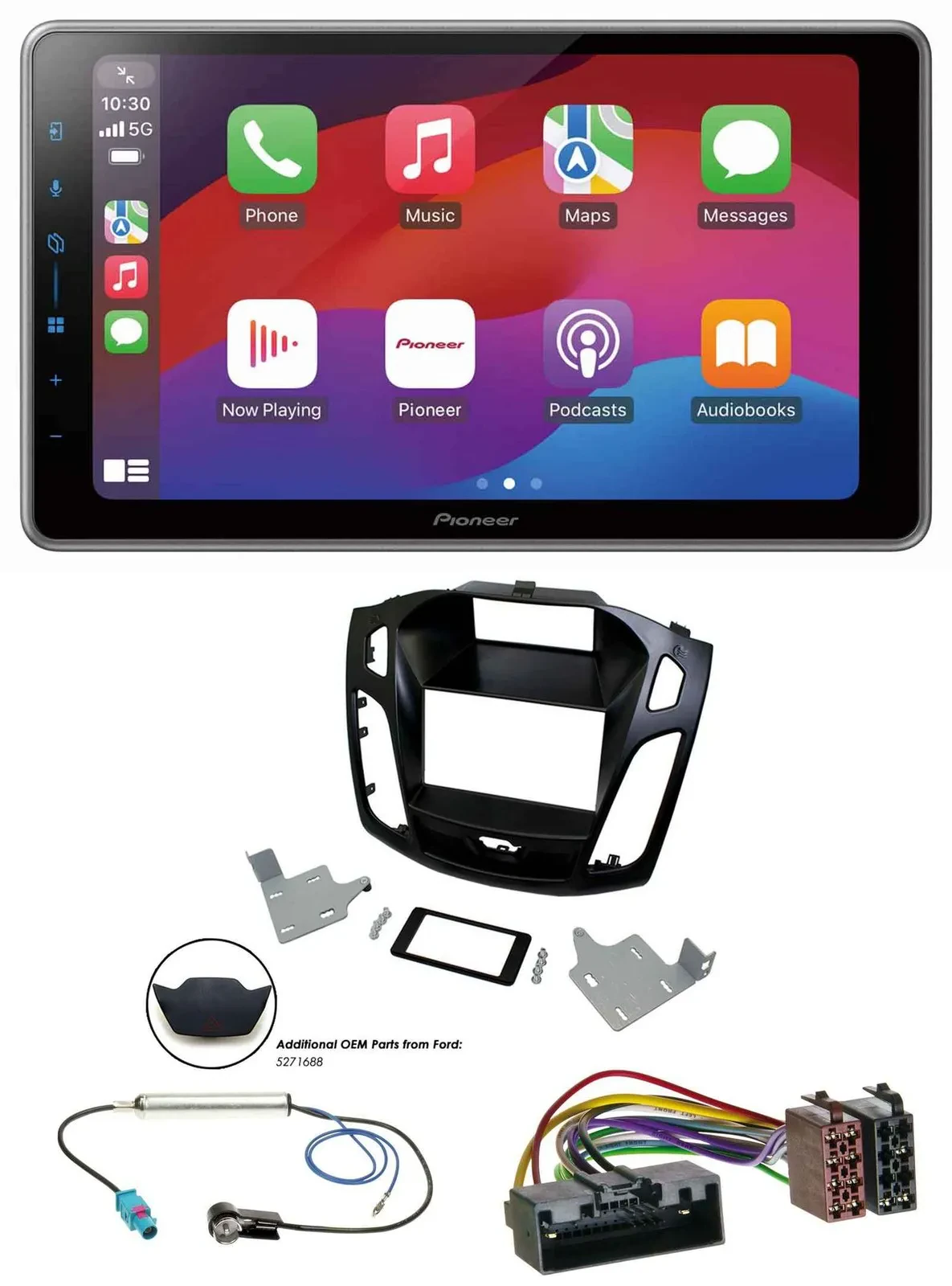Pioneer MP3 USB DAB Bluetooth 2DIN Autoradio für Ford Focus 2014-2018 schwarz