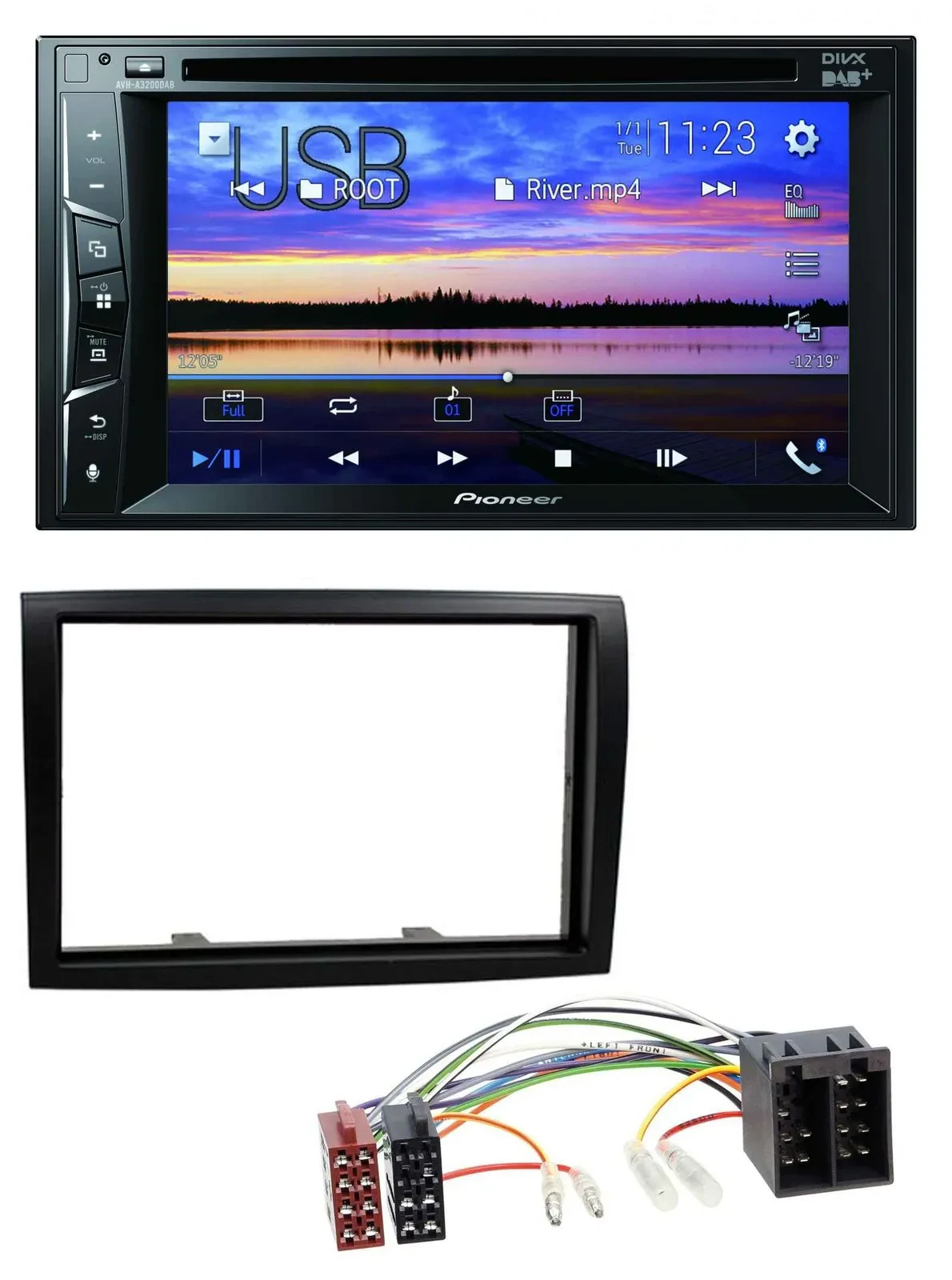 Pioneer Bluetooth 2DIN USB DVD DAB MP3 Autoradio für Fiat Ducato Citroen Jumper