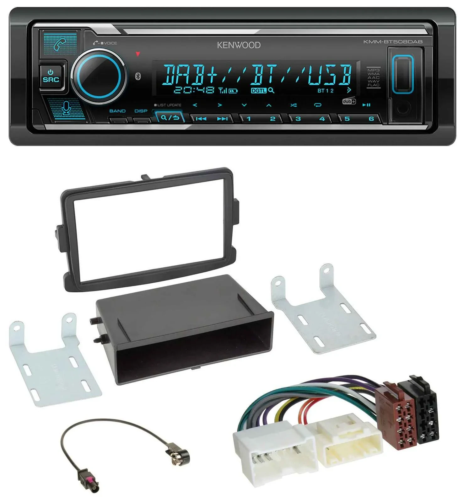 Kenwood Bluetooth MP3 DAB USB Autoradio für Dacia Logan Sandero Opel Vivaro