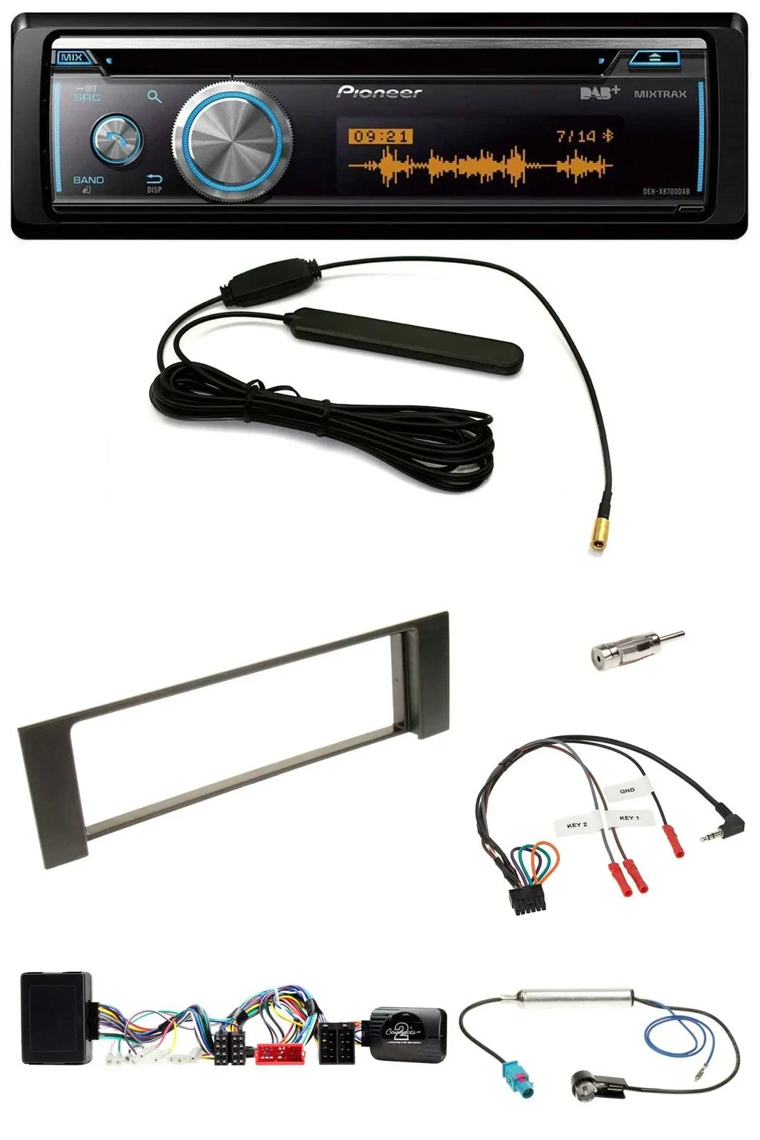 Автомагнитола для Audi A4 B6 2000–2004 Pioneer CD/USB/Bluetooth/DAB, поддержка управления на руле, совместима с Bose