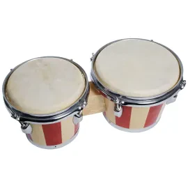 DB-105 Bongos 7&8, Holz, Natur&Rot Streifen, Synthetik Fell, Chrome HW