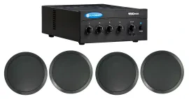 Crown 70v Amplifier+(4) Black 8" Commercial Ceiling Speakers 4 Restaurant/Office