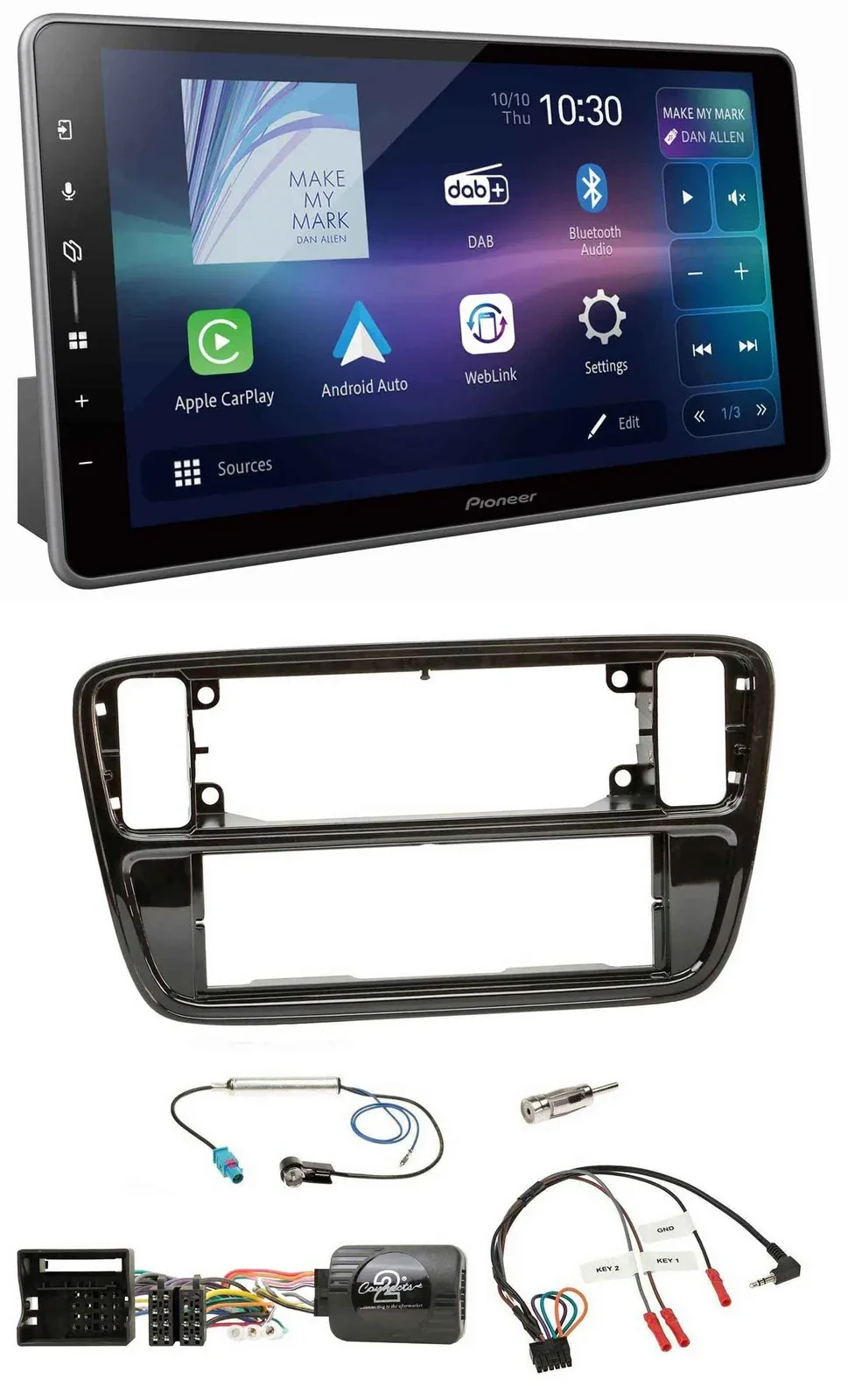 Pioneer Bluetooth USB DAB Lenkrad Autoradio für VW Up AA AAN 11-16 Klavierlack