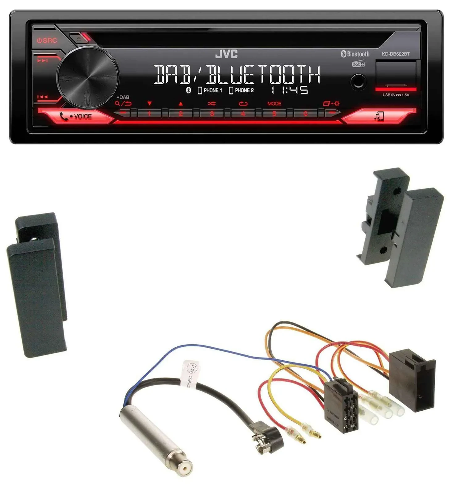 JVC CD DAB USB Bluetooth MP3 Autoradio für Seat Leon, Toledo (1998-2006)