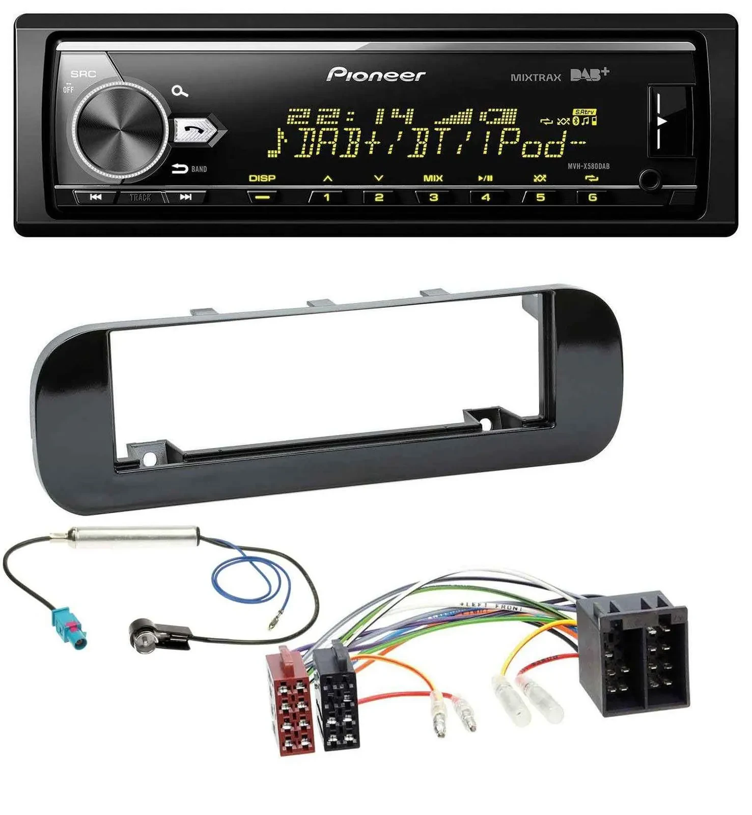 Pioneer Bluetooth USB DAB MP3 Autoradio für Fiat Panda (ab 2012) - glänzend