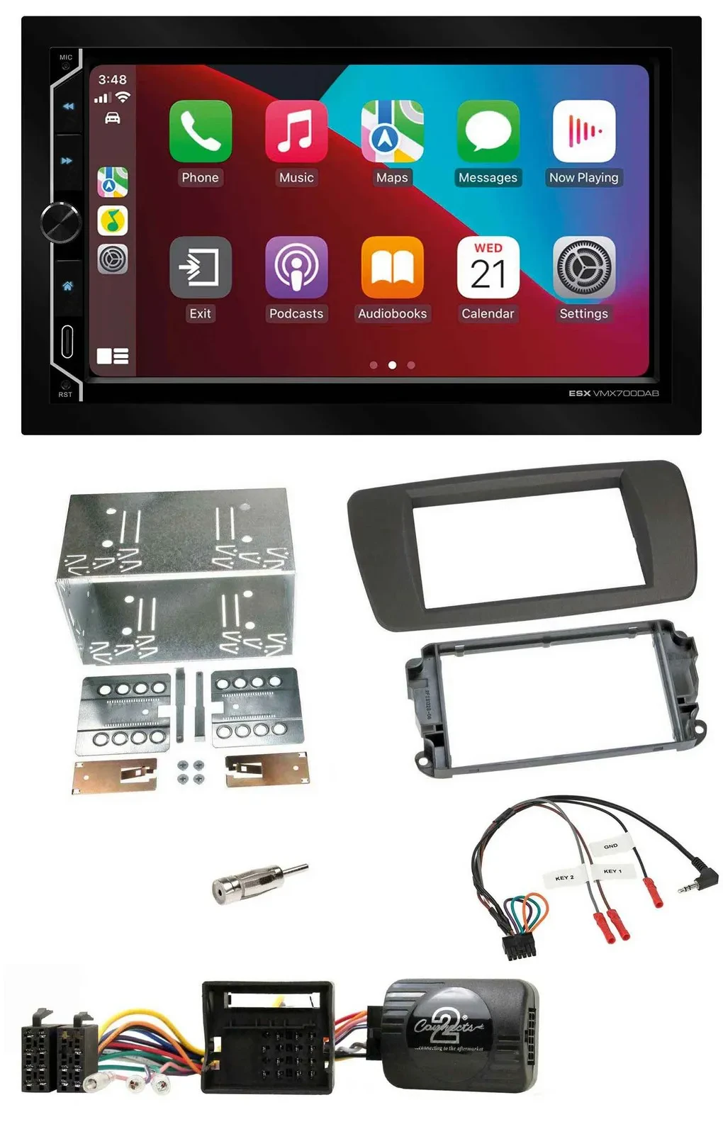 ESX 2DIN DAB USB Lenkrad Bluetooth Autoradio für Seat Ibiza ab 08 tuam-grey