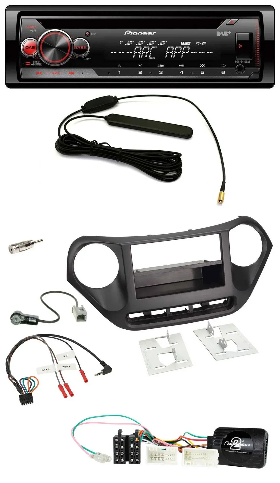 Pioneer CD USB Lenkrad DAB MP3 Autoradio für Hyundai i10 ab 2014 schwarz