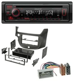 Kenwood MP3 CD USB Bluetooth DAB Autoradio für Honda Jazz (ab 2009) dunkelgrau