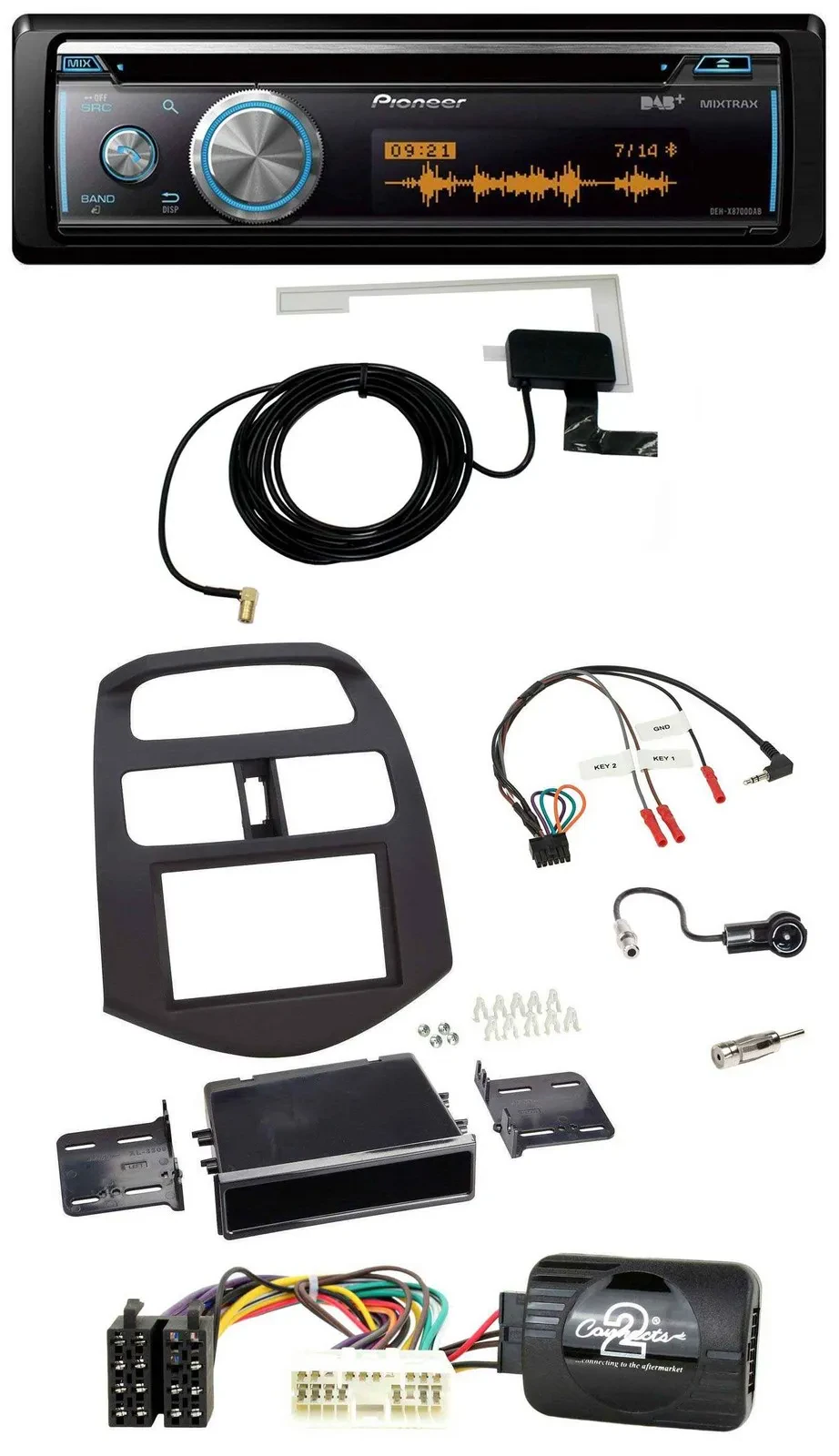 Pioneer Bluetooth DAB Lenkrad USB CD Autoradio für Chevrolet Spark KLM 2012-2013