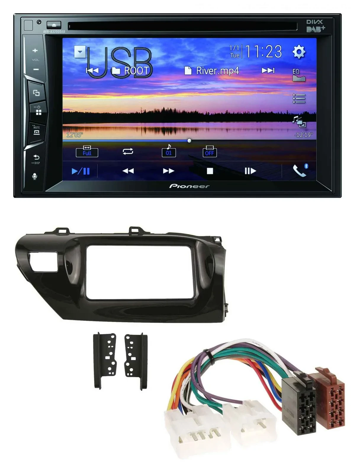 Pioneer Bluetooth 2DIN USB DVD DAB MP3 Autoradio für Toyota Hilux (2015-2020)