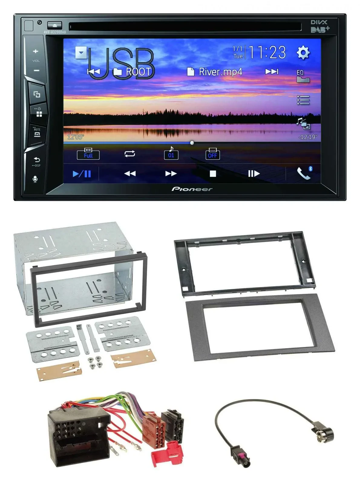 Автомагнитола Pioneer 2-DIN Bluetooth USB DVD DAB MP3 для Ford Fiesta/Focus (2004–2008)